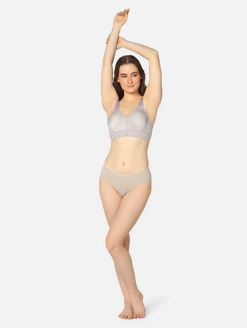 grey nylon minimizer bra - 20110781 - Standard Image - 3