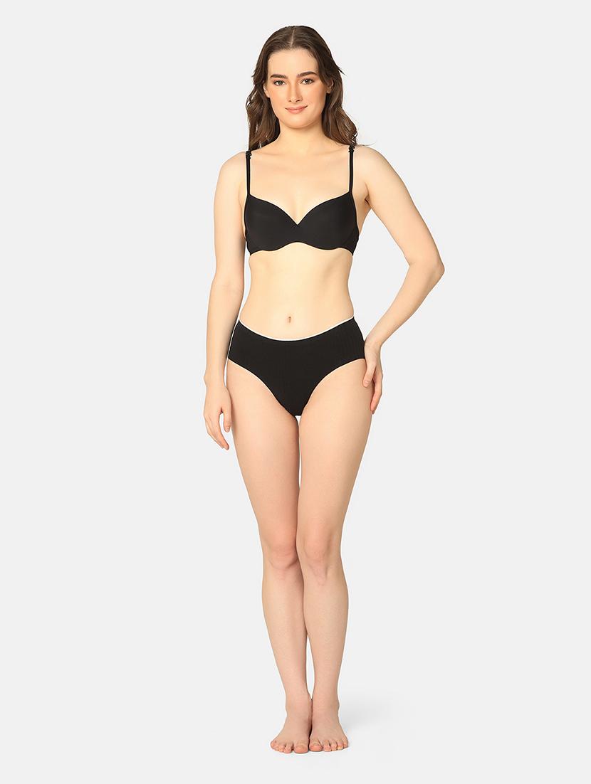 black nylon push up bra - 20110783 - Standard Image - 3