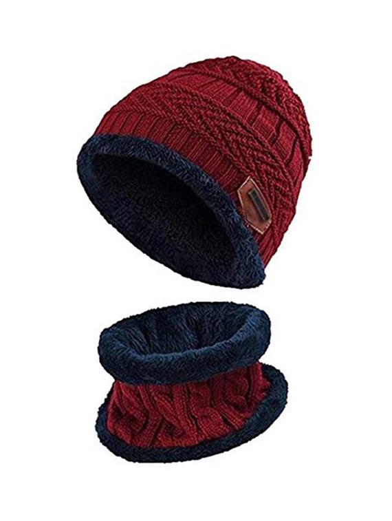 red winter caps with neck band - 20113617 - Zoom Image - 0