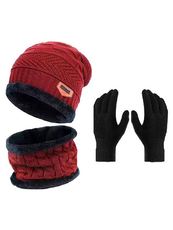unisex beanie cap with neck warmer & gloves - 20113650 -  Zoom Image - 0