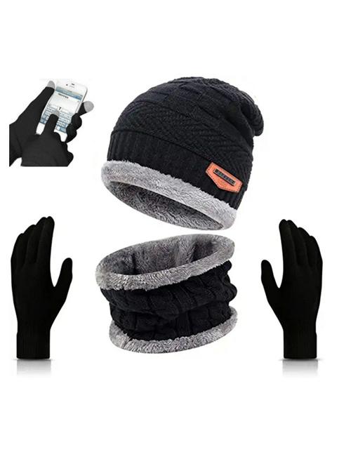 unisex beanie cap with neck warmer & gloves - 20113658 - Standard Image - 0