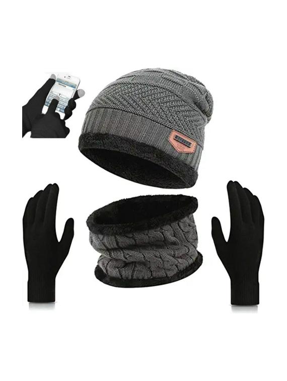 unisex beanie cap with neck warmer & gloves - 20113686 -  Zoom Image - 0