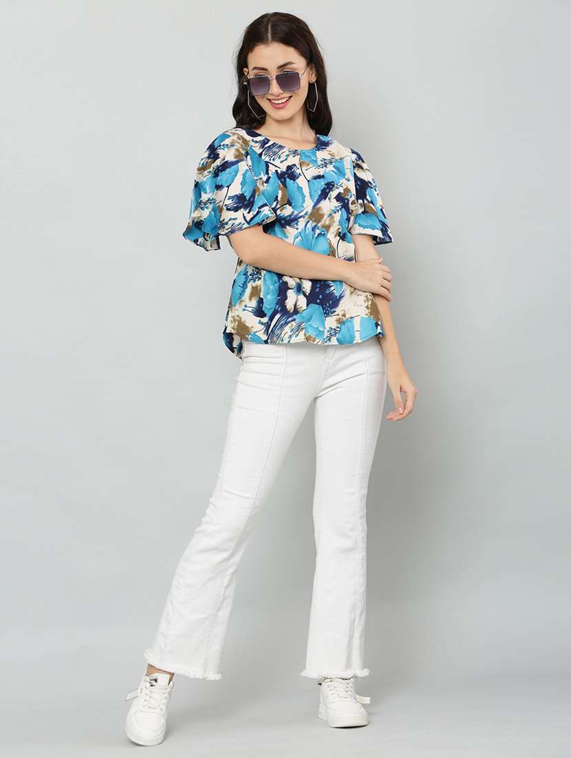 women's straight round neck top - 20114848 - Standard Image - 3
