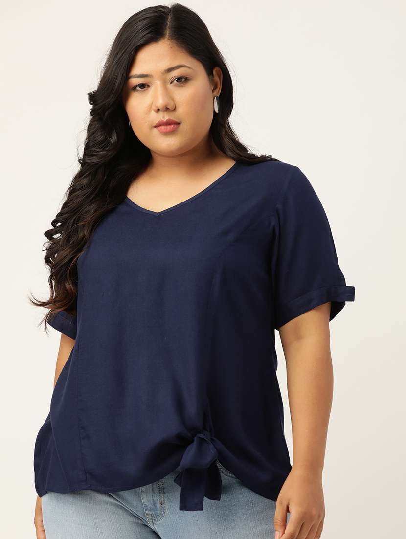 women's straight v neck top - 20115290 -  Zoom Image - 0