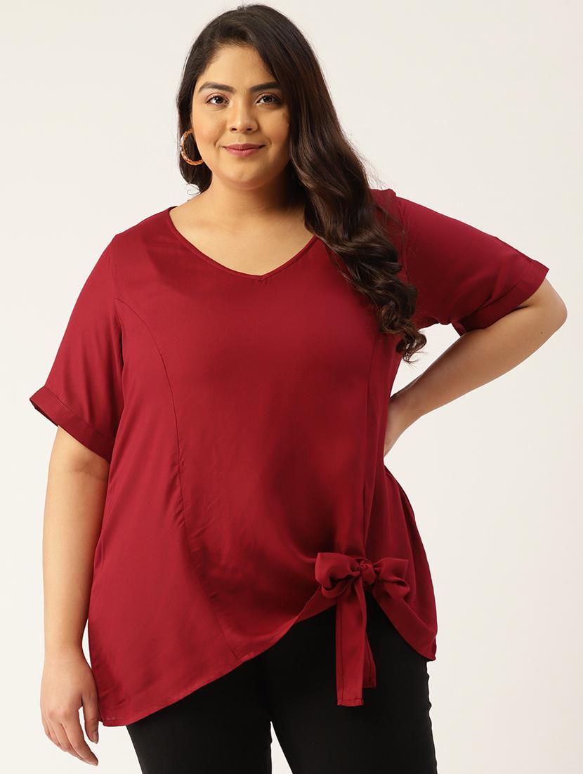 women's straight v neck top - 20115294 -  Zoom Image - 0
