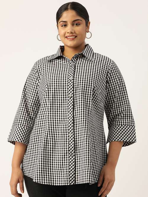 black checks plus shirt - 20115692 - Standard Image - 0