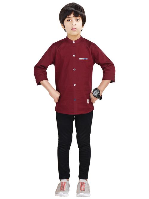 maroon solid full length twin sets - 20116274 - Standard Image - 0