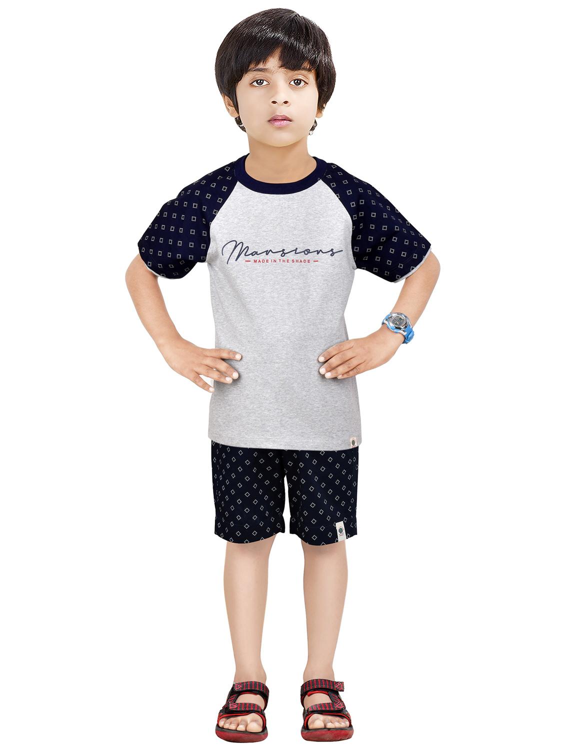 multi colored printed round neck shorts set - 20116941 - Zoom Image - 0