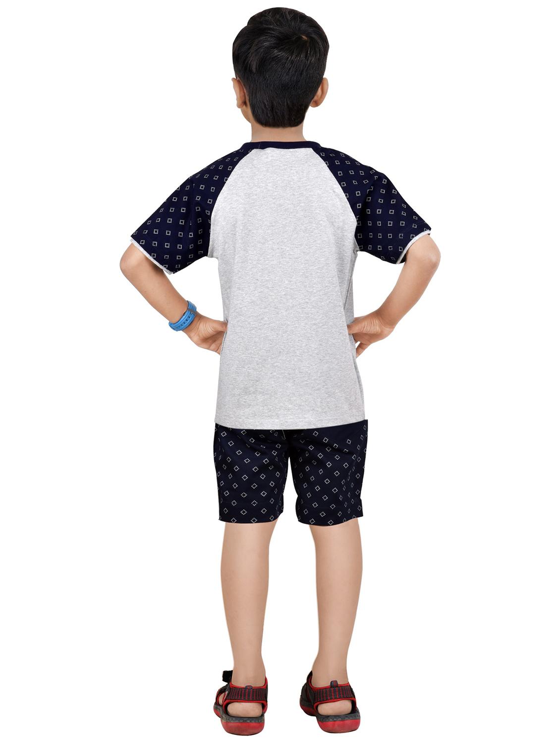 multi colored printed round neck shorts set - 20116941 - Standard Image - 3