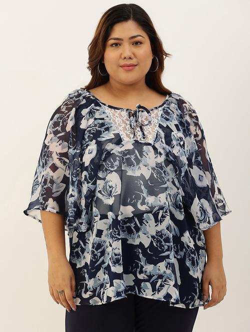 women plus size tie-up neck top - 20117145 -  Standard Image - 0