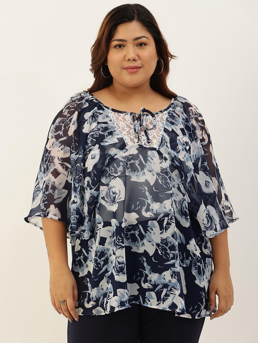 women plus size tie-up neck top - 20117145 -  Zoom Image - 0