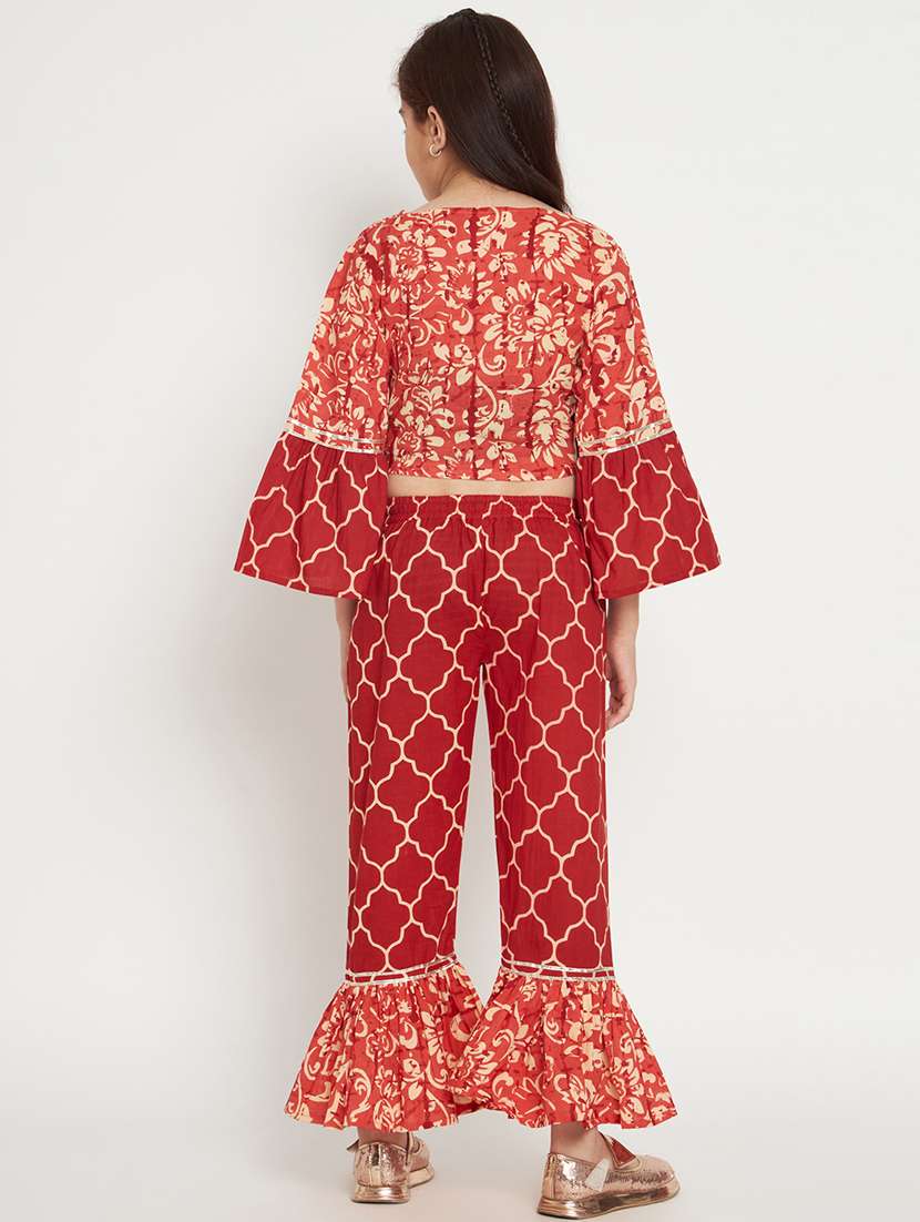red printed top pants set  - 20117186 -  Standard Image - 3