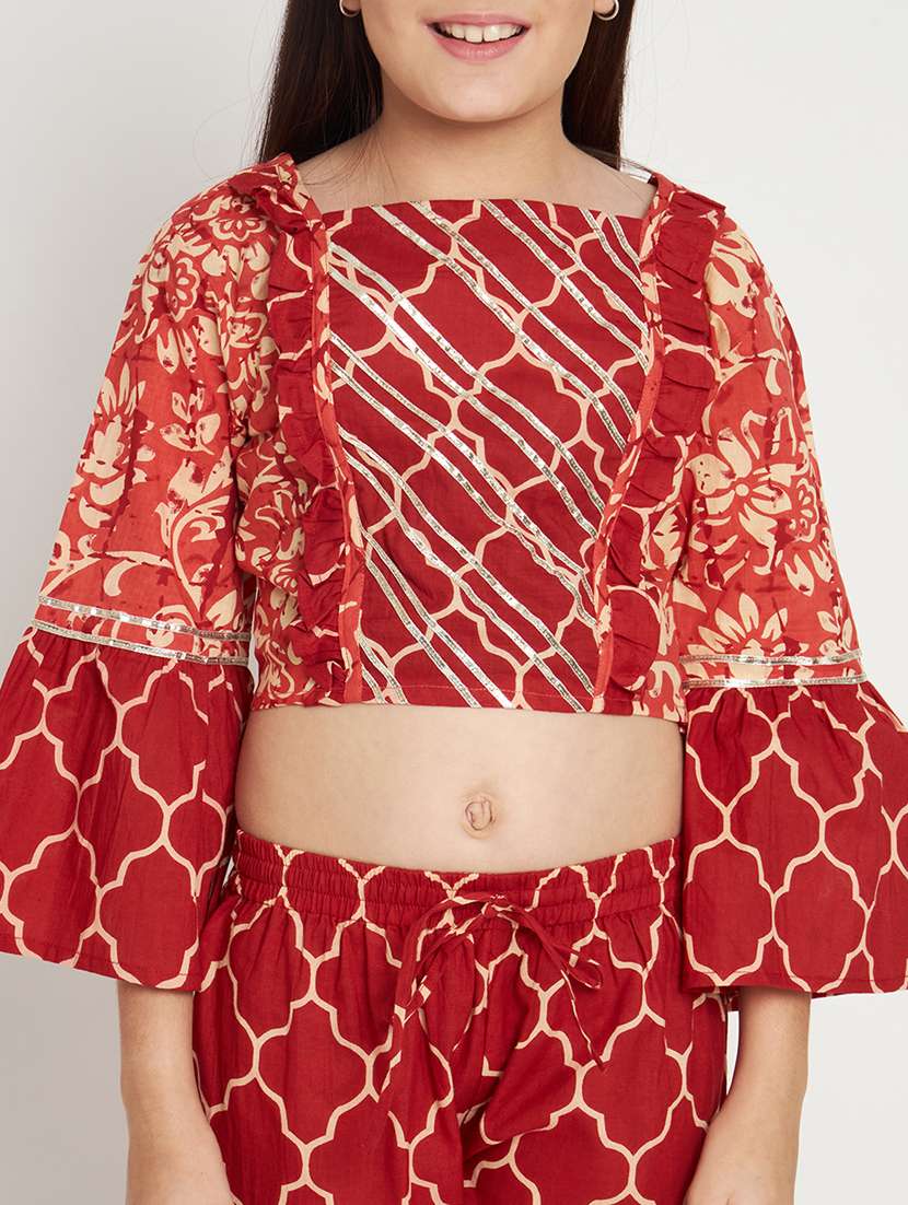 red printed top pants set  - 20117186 -  Standard Image - 5