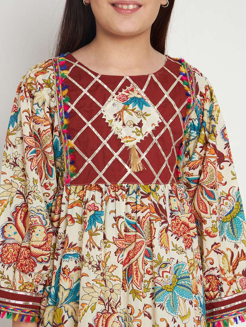 beige printed kurta salwar set - 20117192 -  Standard Image - 5