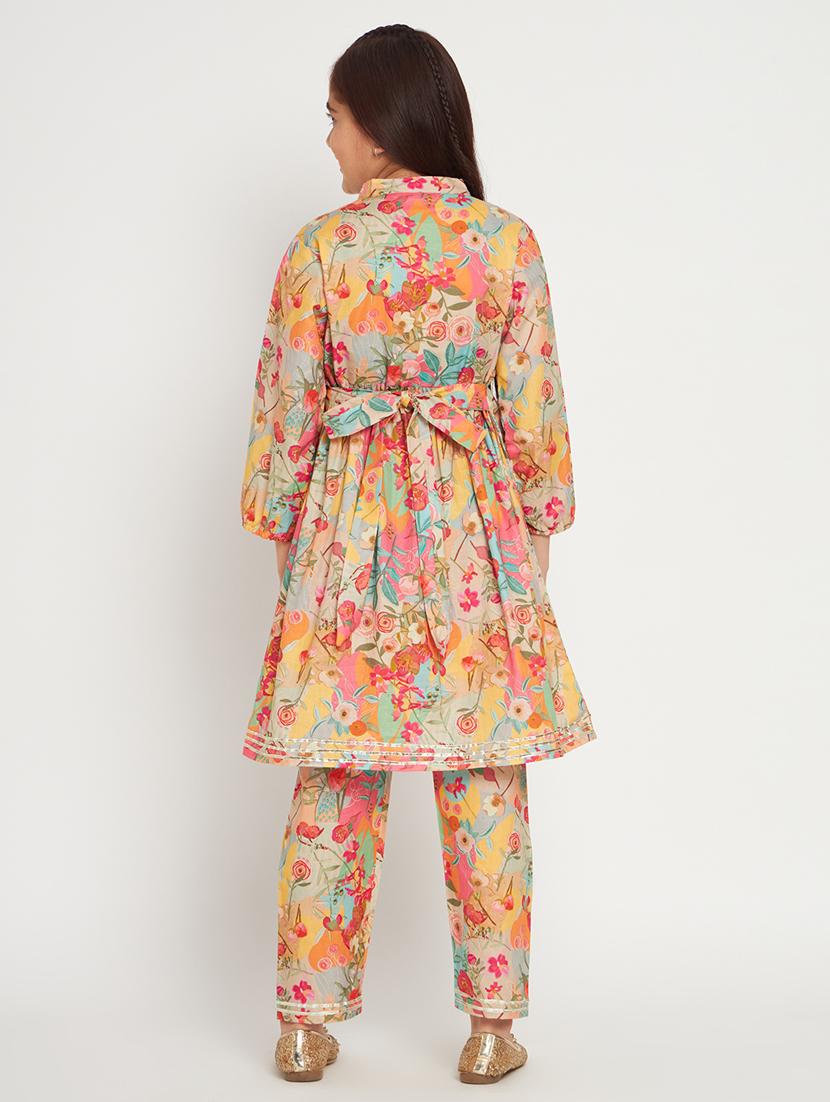 multi colored printed kurta pant set - 20117194 - Standard Image - 3