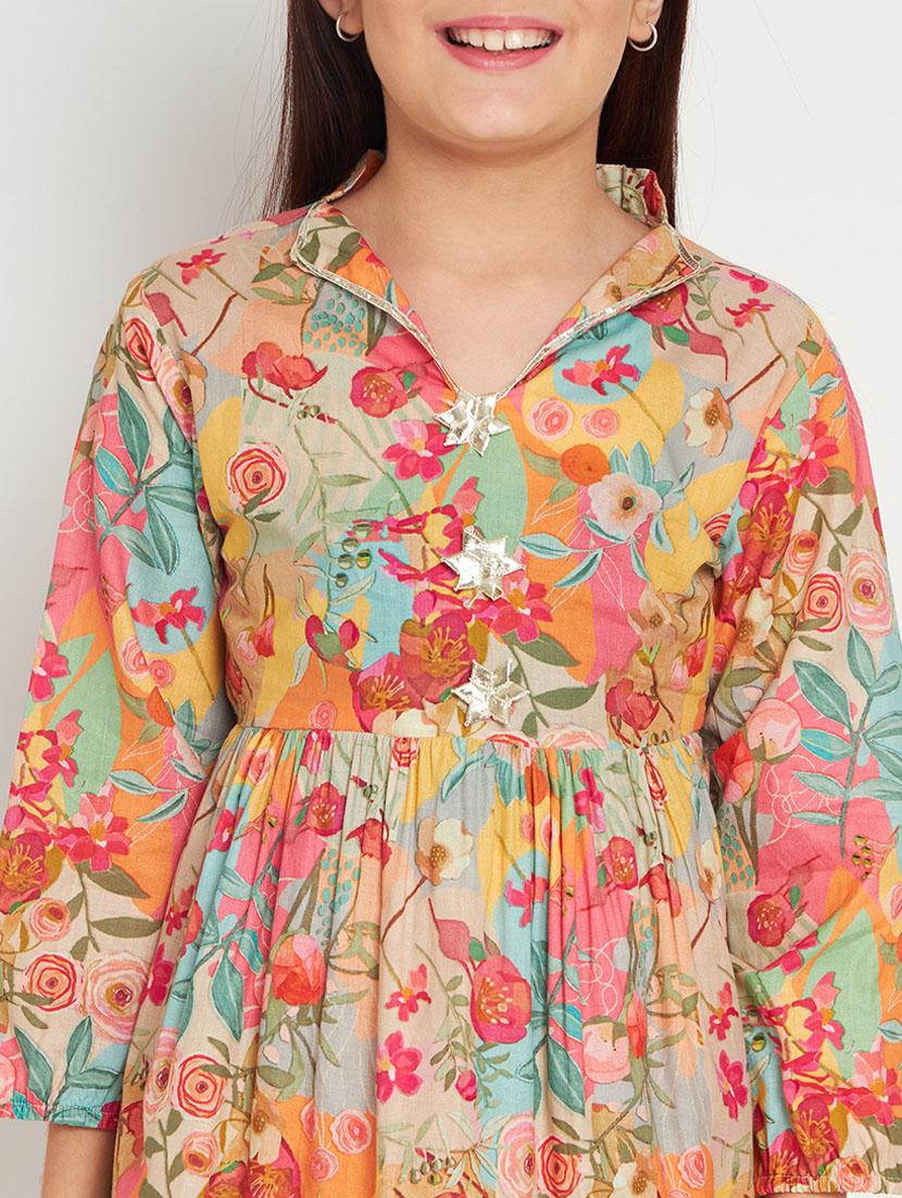 multi colored printed kurta pant set - 20117194 - Standard Image - 5