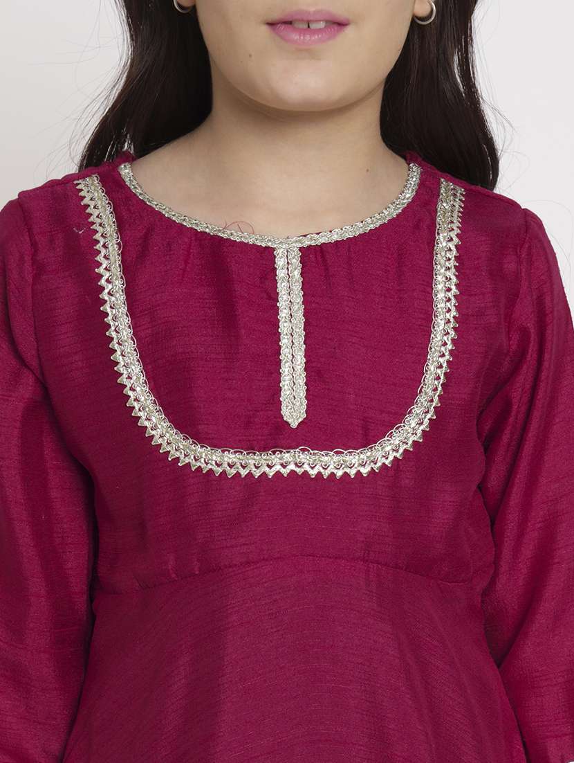 purple three quarter sleeve kurta pant set  - 20117198 -  Standard Image - 5