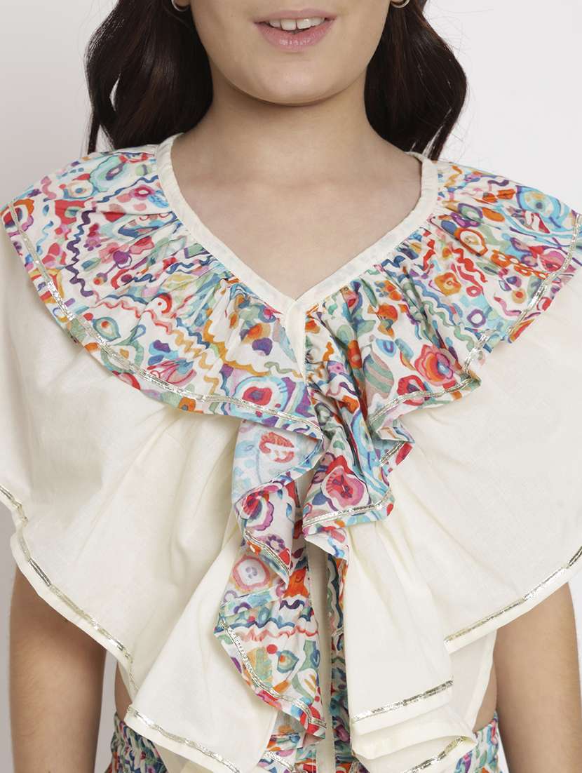 girls multi colored printed layered top & trouser set - 20117199 - Standard Image - 5