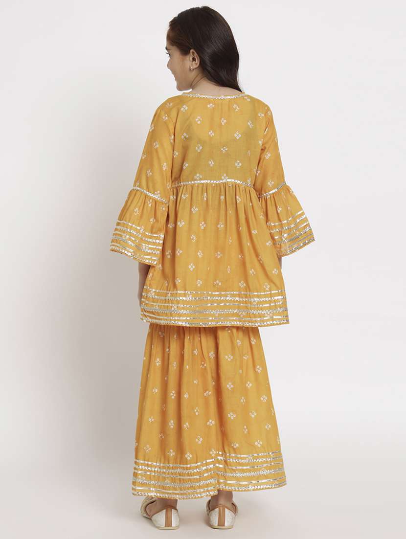 yellow printed kurta sharara set - 20117200 -  Standard Image - 3