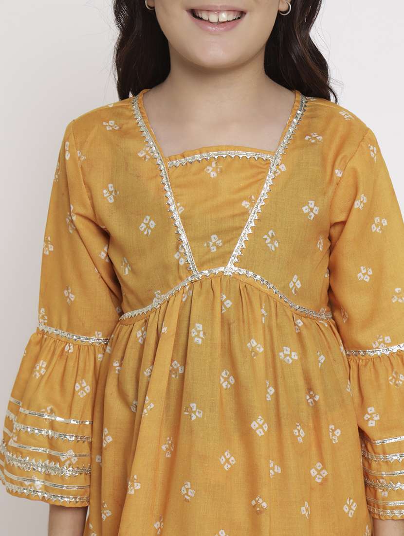 yellow printed kurta sharara set - 20117200 -  Standard Image - 5