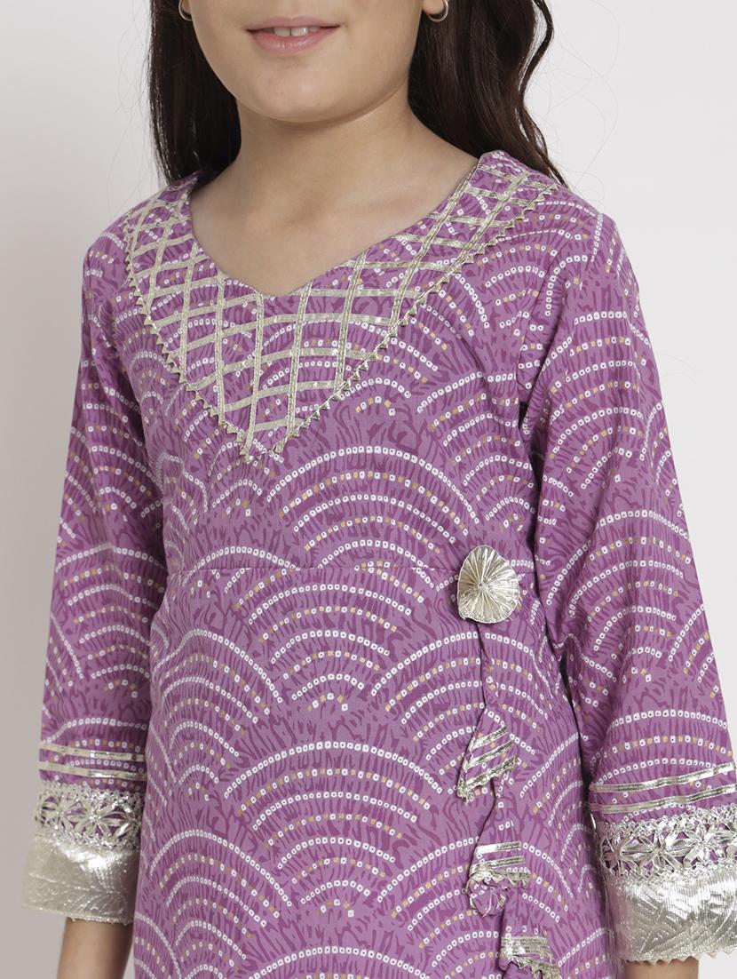 purple printed kurta pant set - 20117201 - Standard Image - 5