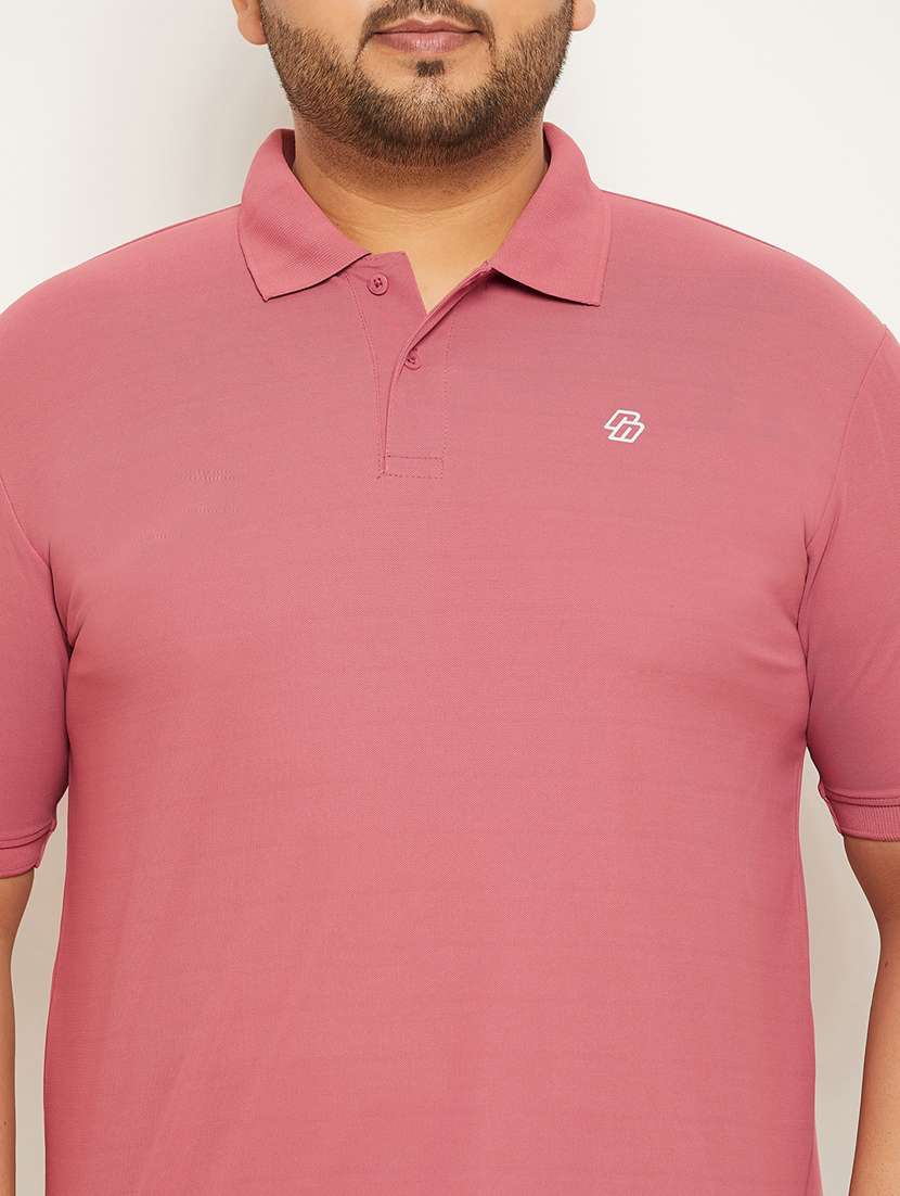 men pink slim fit solid polo t-shirt - 20117226 -  Standard Image - 3