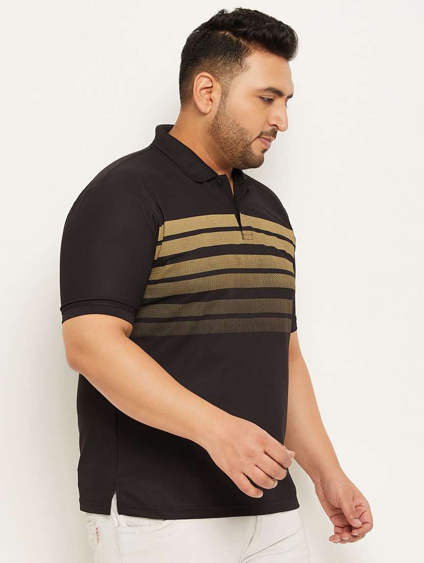 men striped short sleeve plus size polo t-shirt