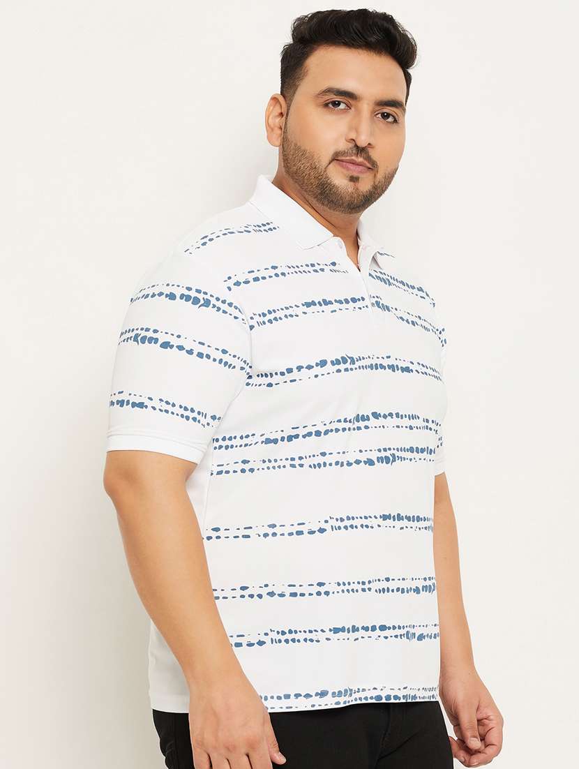polo neck printed plus size regular t-shirt