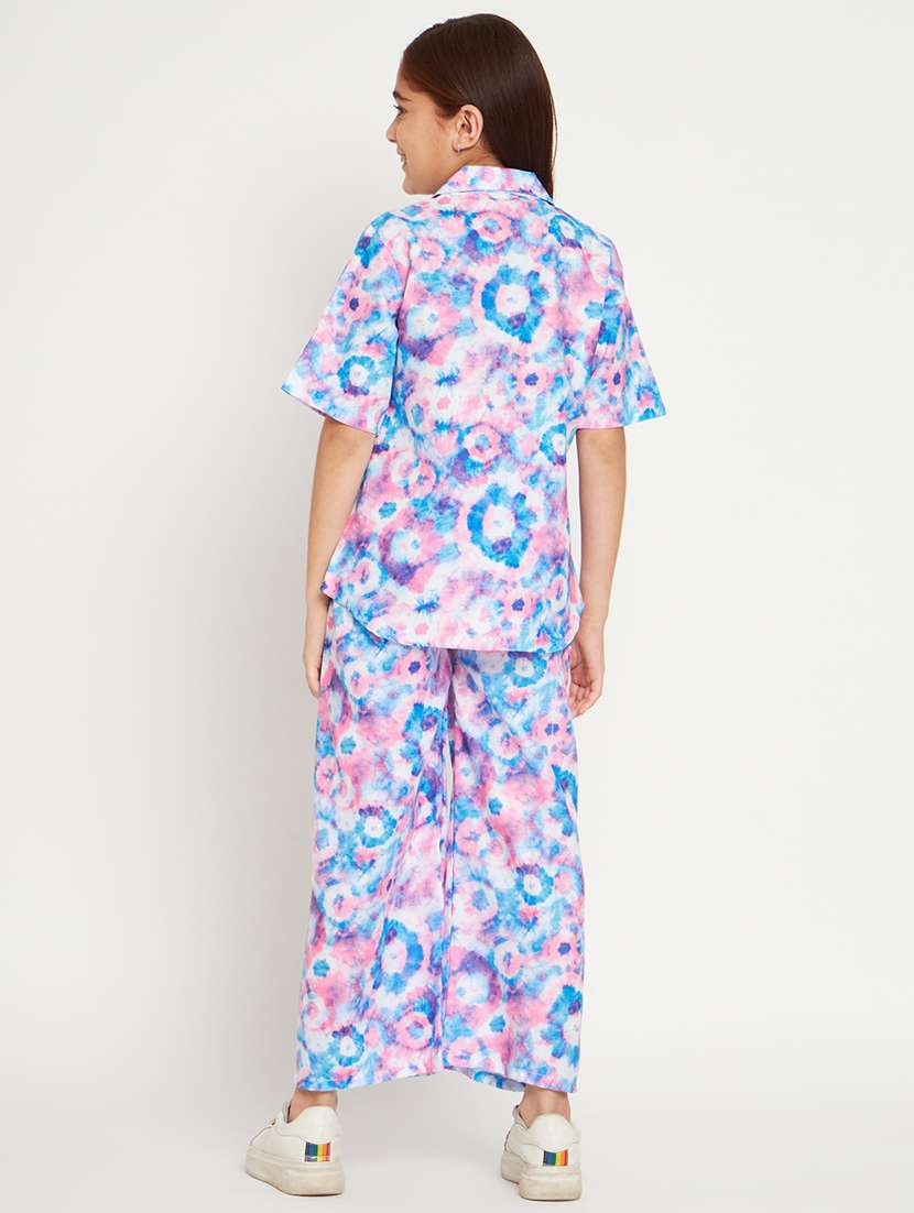 blue printed top pants set - 20117339 -  Standard Image - 3