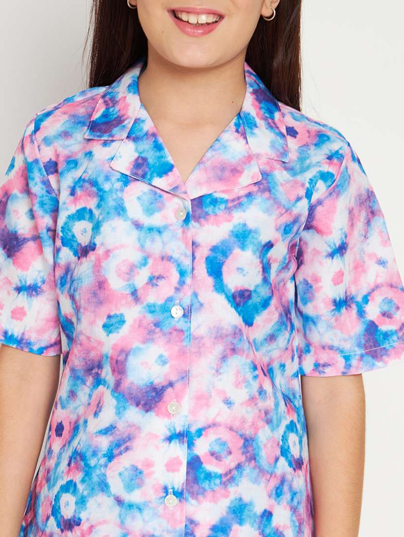 blue printed top pants set - 20117339 -  Standard Image - 5