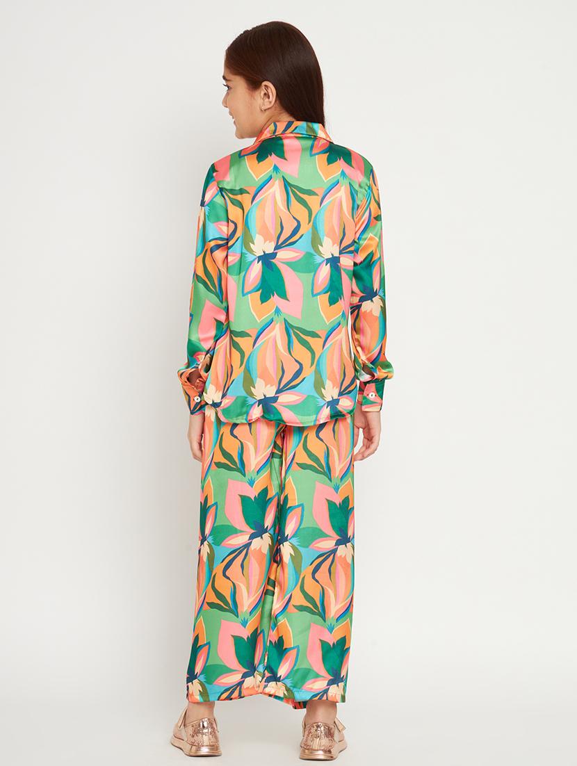 green printed top pants set - 20117346 - Standard Image - 3