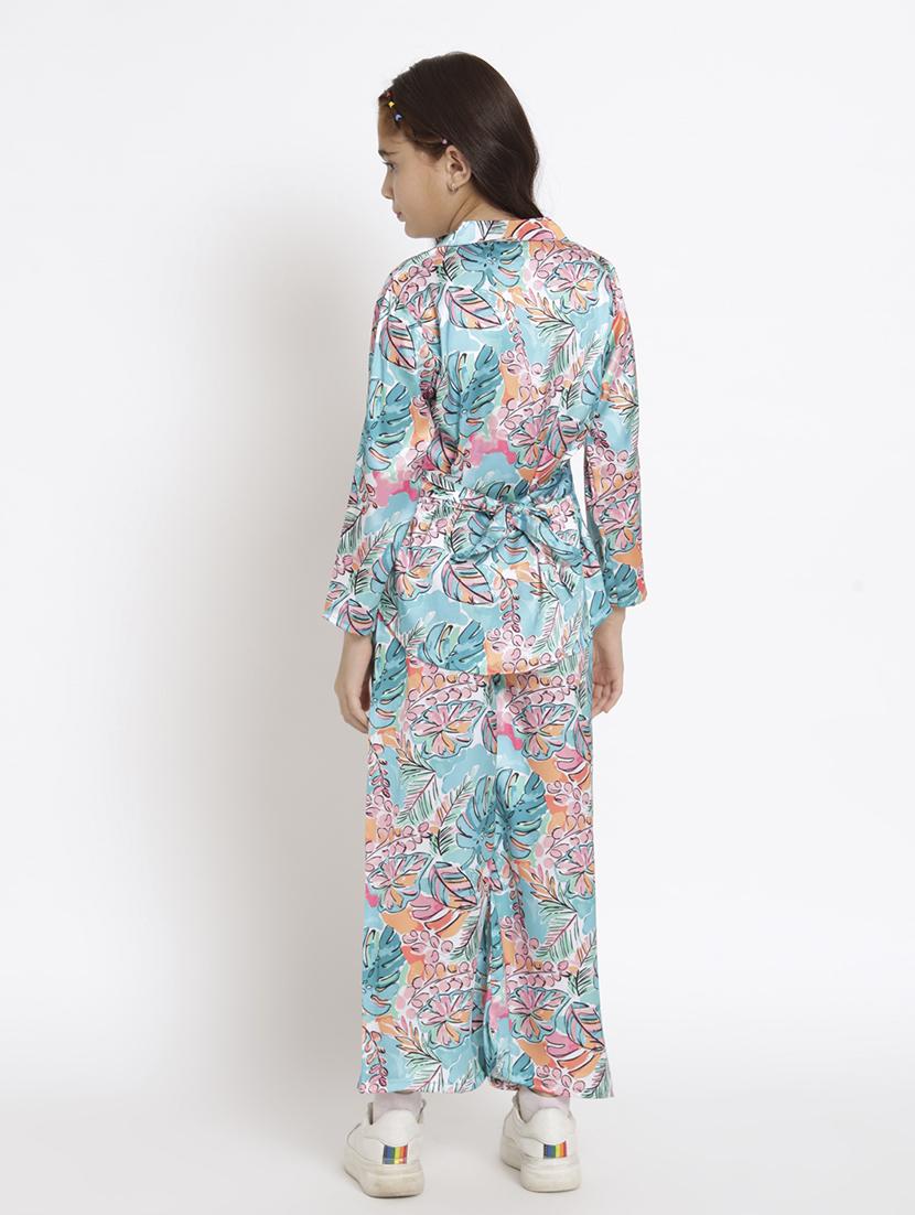 blue printed top pants set - 20117349 - Standard Image - 3