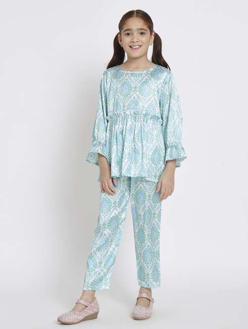 blue printed top pants set - 20117365 -  Standard Image - 0