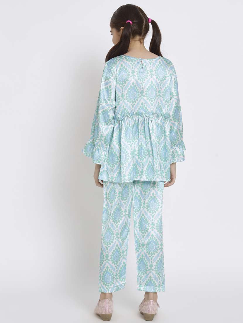 blue printed top pants set - 20117365 -  Standard Image - 3