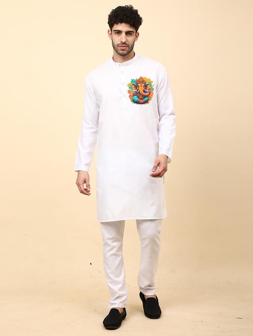 mandarin neck printed long kurta - 20117463 - Standard Image - 0
