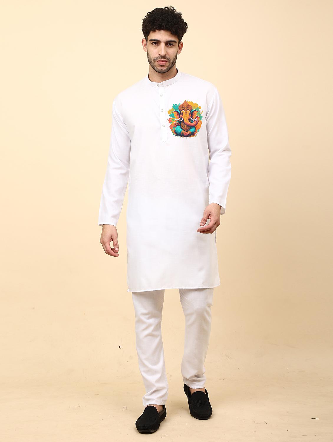 mandarin neck printed long kurta - 20117463 - Zoom Image - 0