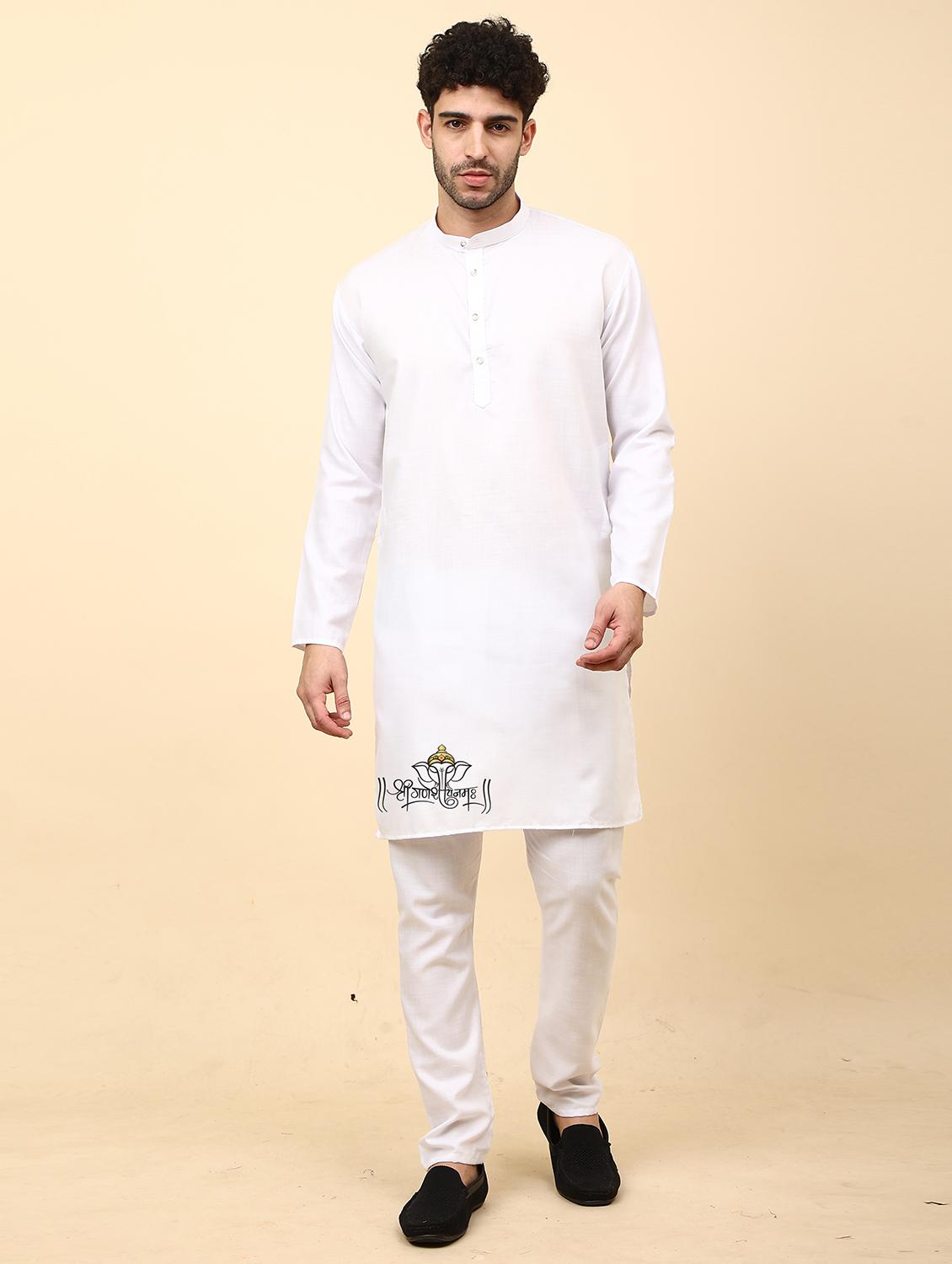 mandarin neck printed long kurta - 20117730 - Zoom Image - 0