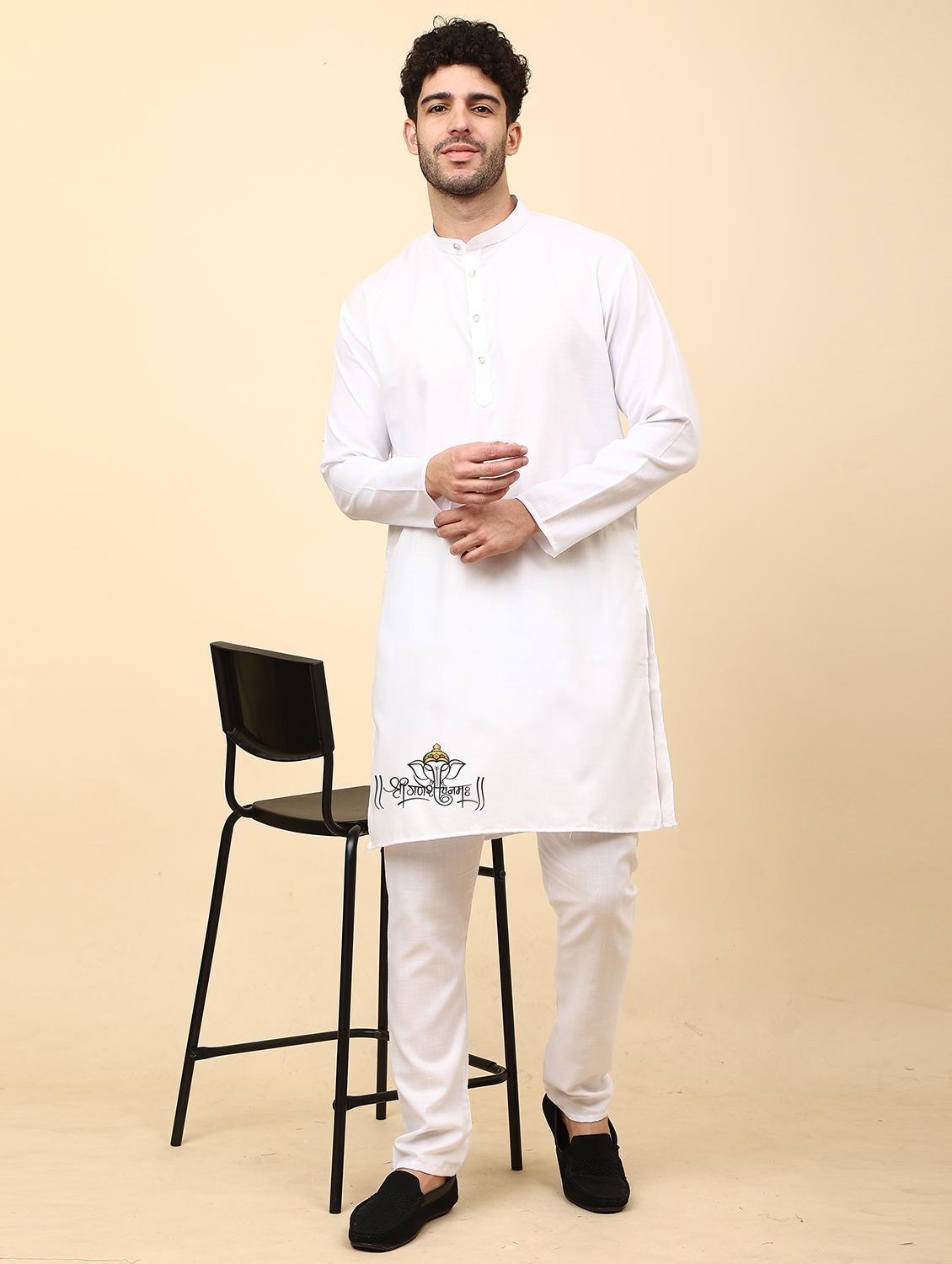 mandarin neck printed long kurta - 20117730 - Standard Image - 3