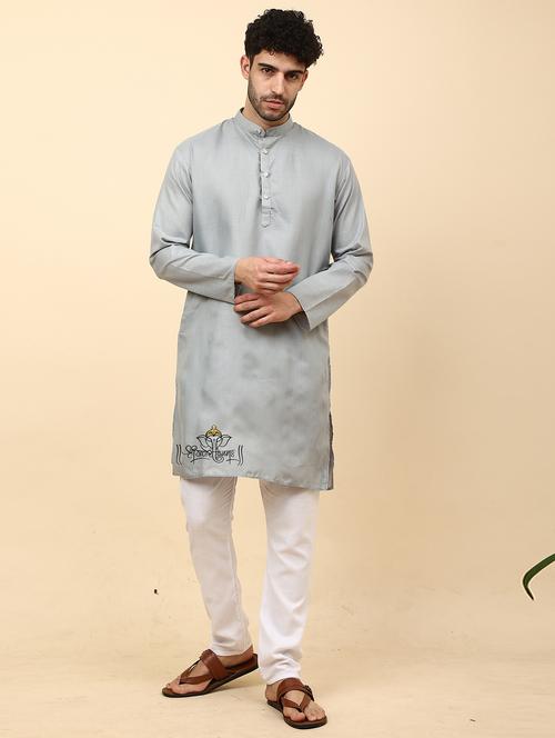 mandarin neck printed long kurta - 20117734 - Standard Image - 0
