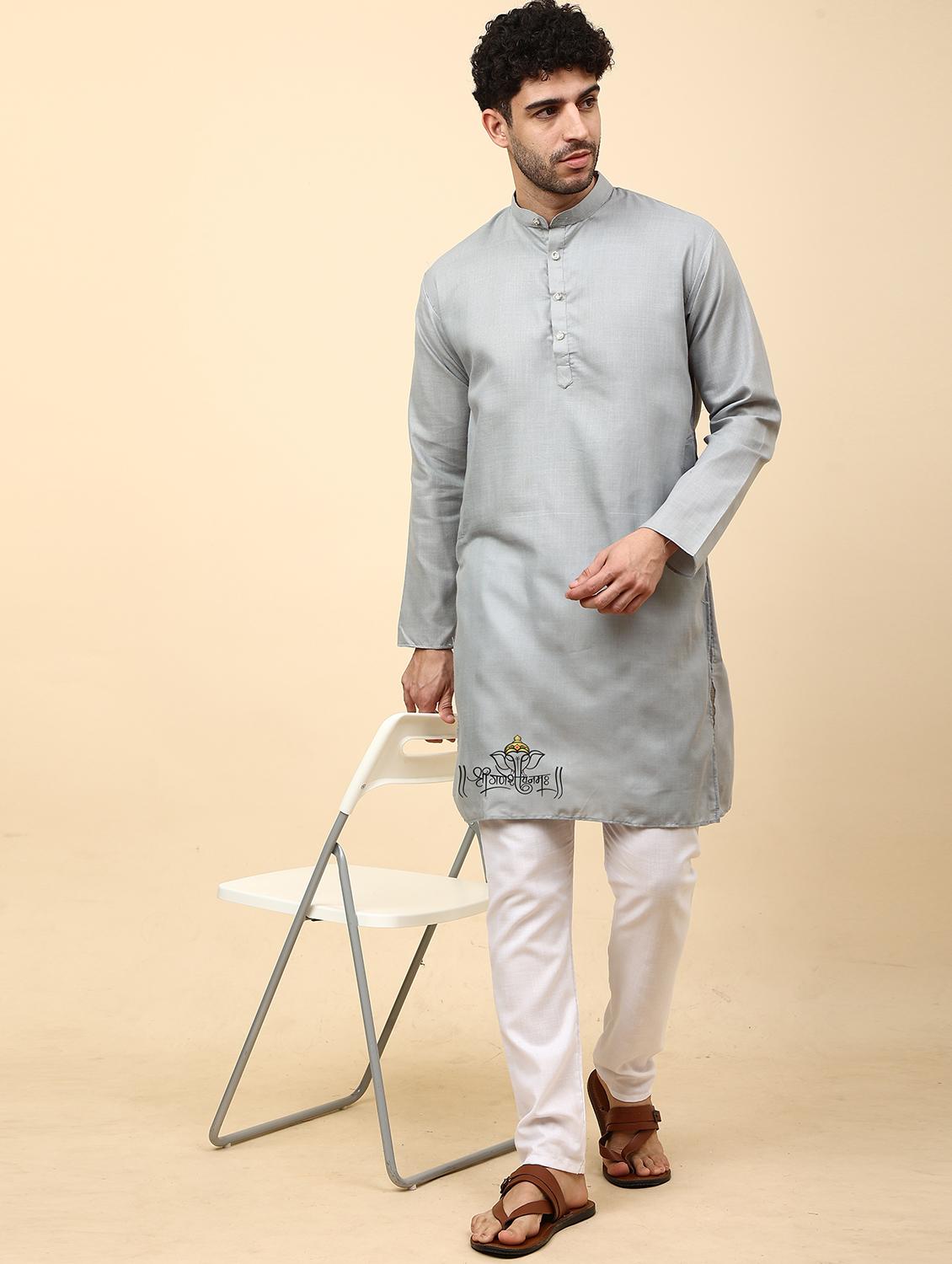 mandarin neck printed long kurta - 20117734 - Standard Image - 3
