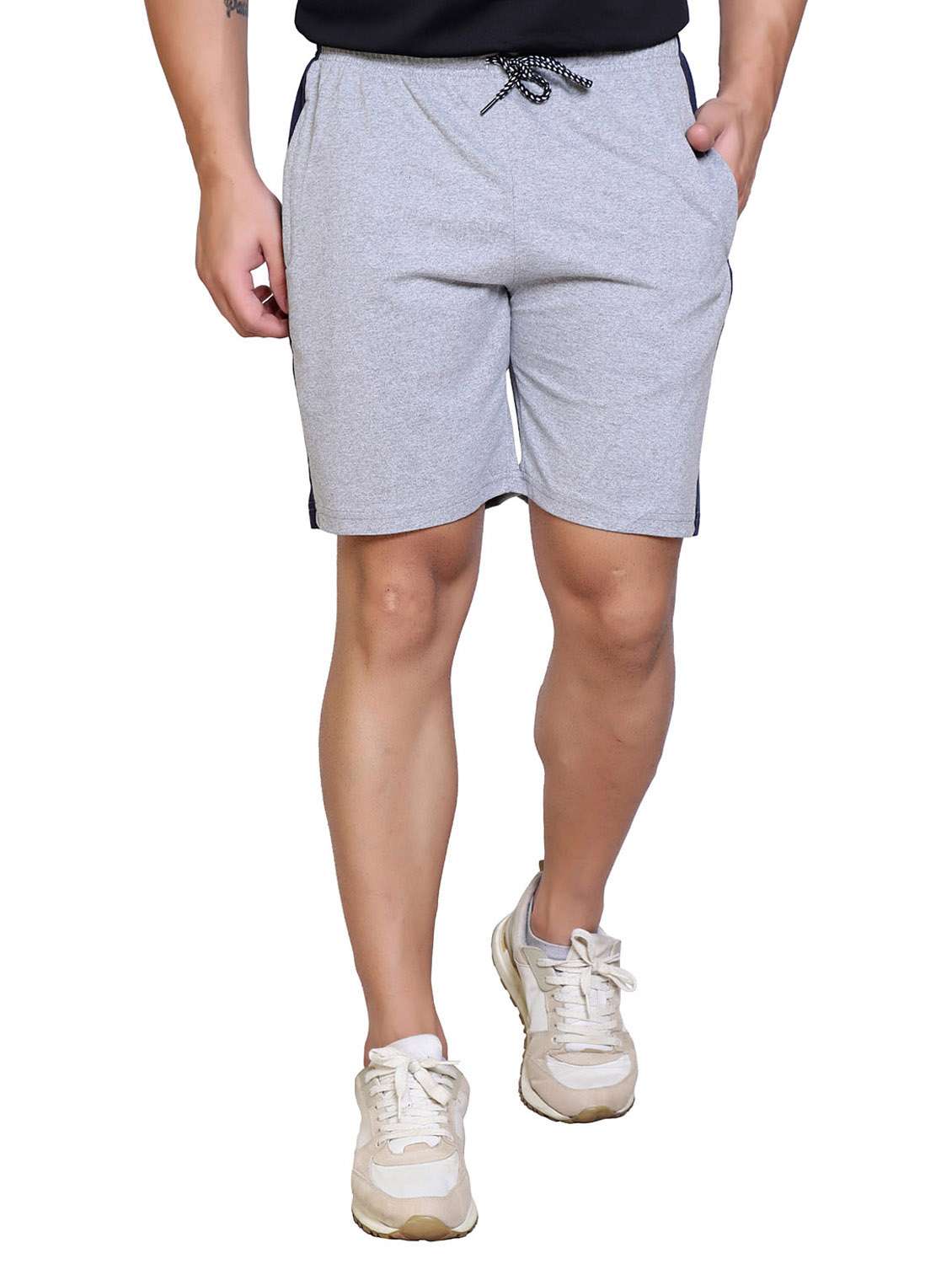 men stripes cotton blend shorts