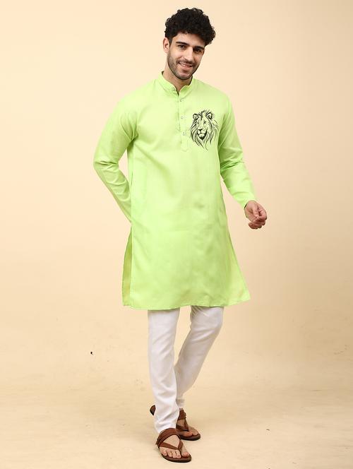 mandarin neck printed long kurta - 20117945 - Standard Image - 0