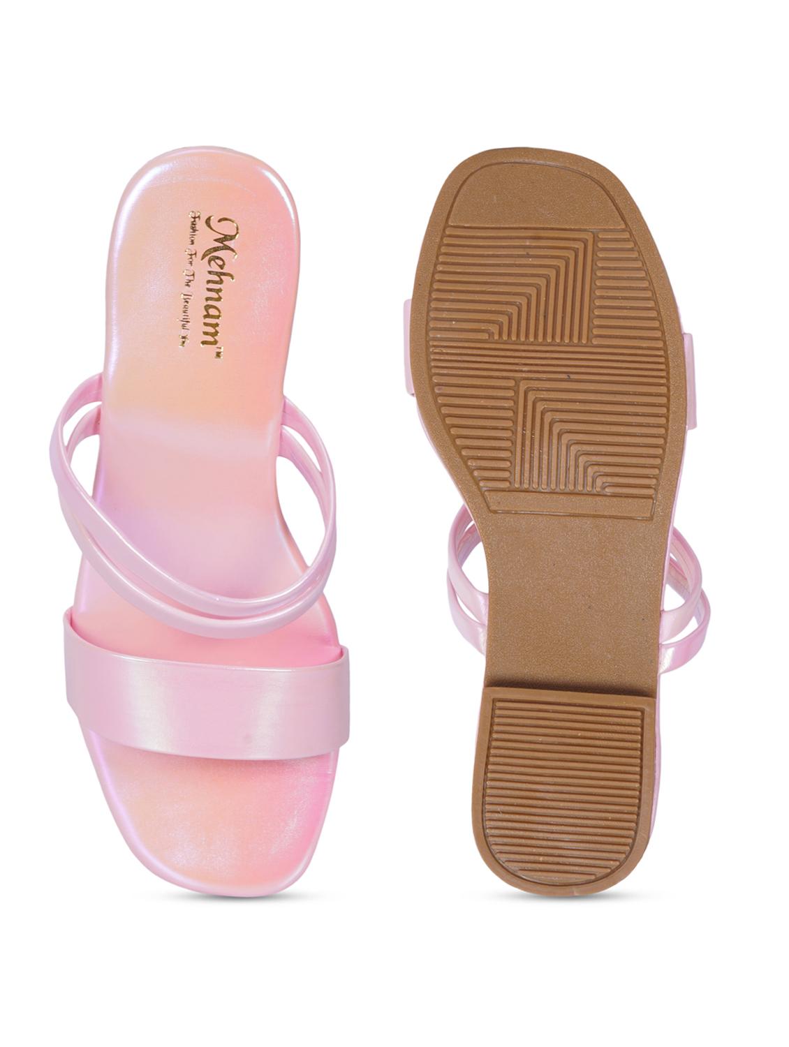 pink solid slip on flats - 20118378 - Standard Image - 3