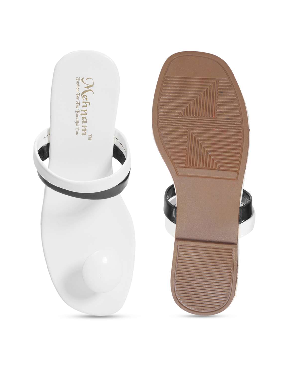 white one toe flats - 20118404 -  Standard Image - 3