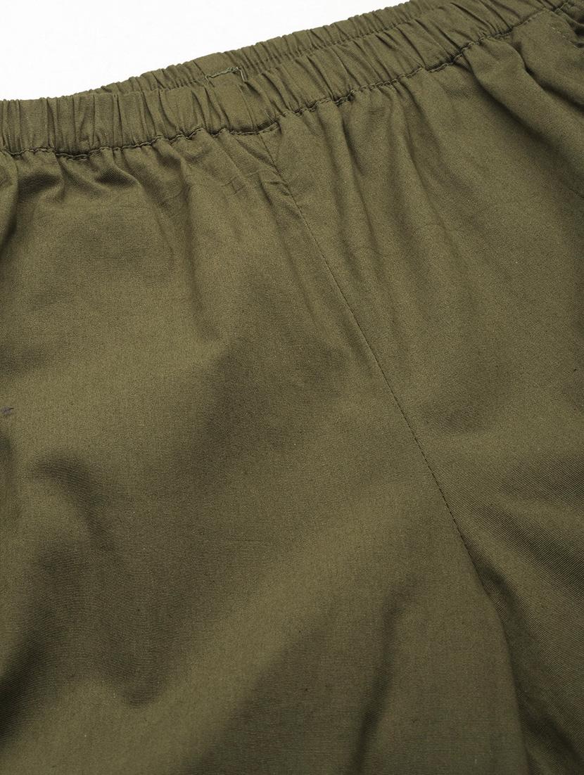 green cotton full length plus trouser - 20120386 - Standard Image - 3