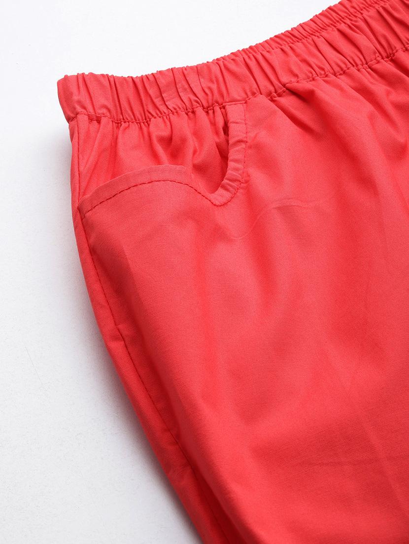 red cotton full length plus trouser - 20120387 - Standard Image - 5