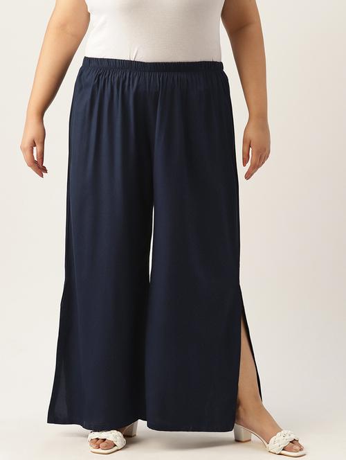 navy blue solids regular plazzo - 20120412 - Standard Image - 0