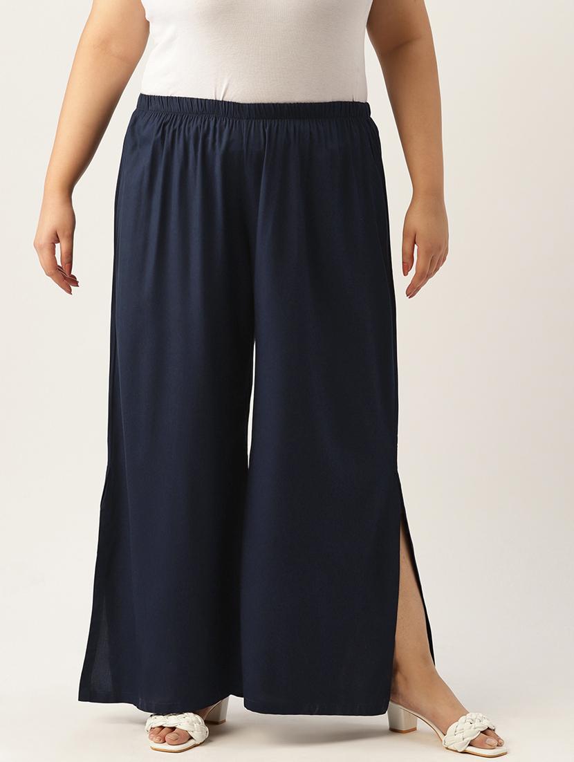 navy blue solids regular plazzo - 20120412 - Zoom Image - 0