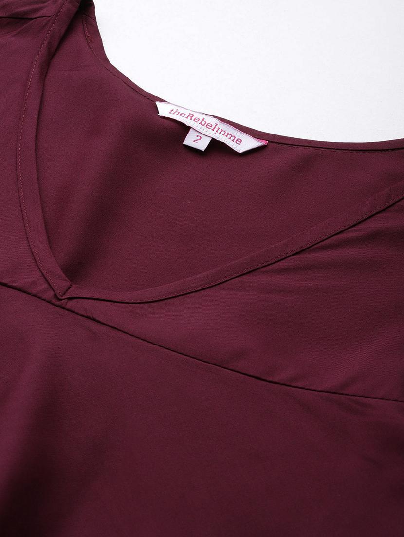 purple solid cold shoulder top and palazzo co-ord set - 20120492 - Standard Image - 3