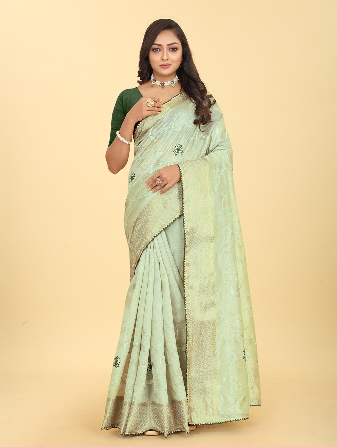 light green embroidered saree with blouse - 20120628 - Zoom Image - 0